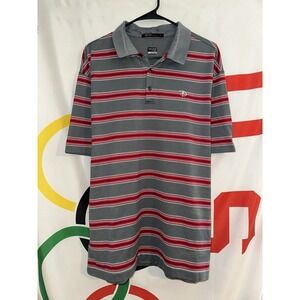 Vintage Nike Tiger Woods Disney Polo Shirt XL Gray Red Striped Y2K